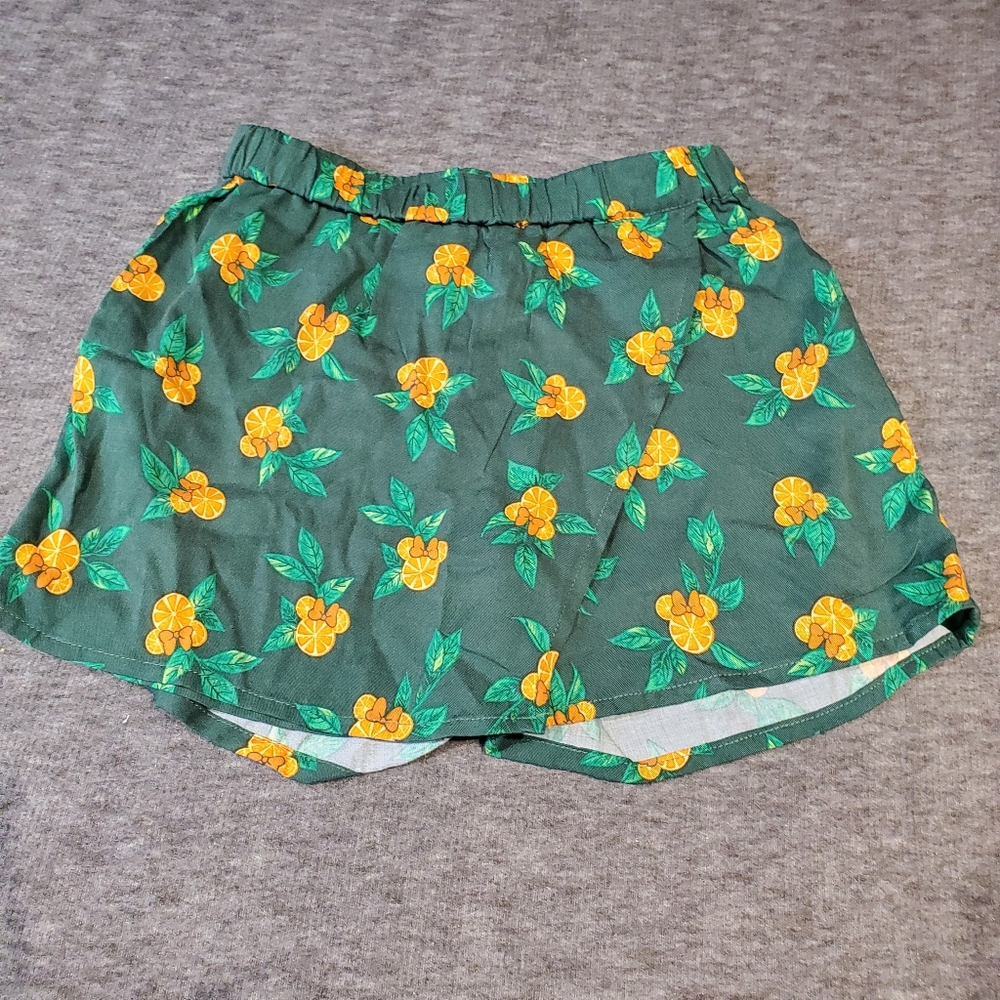 Disney One Universe Girls Skort 5T Green with Oranges Minnie Mouse Heads Rayon